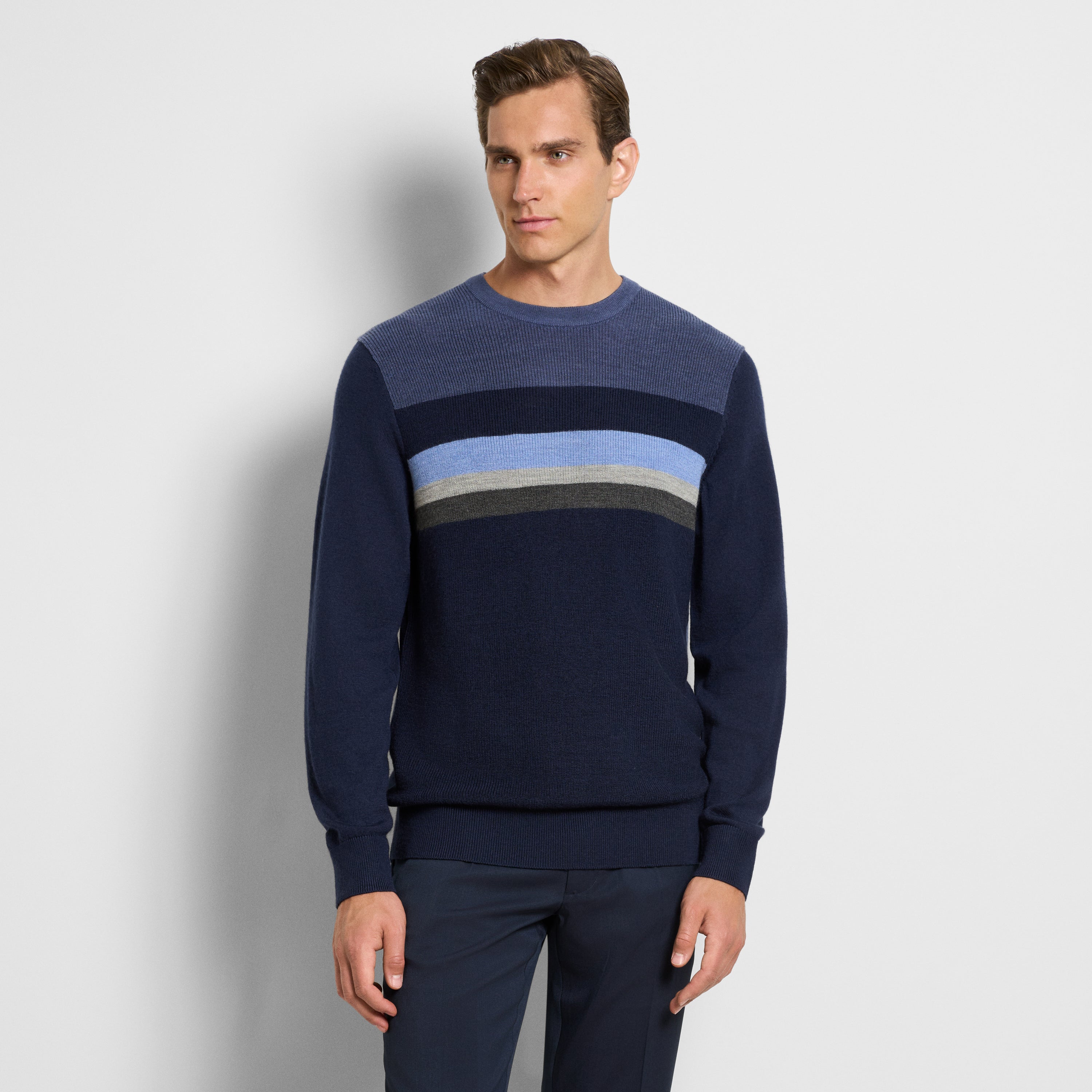 Essential Ski Stripe Long Sleeve Crewneck Sweater