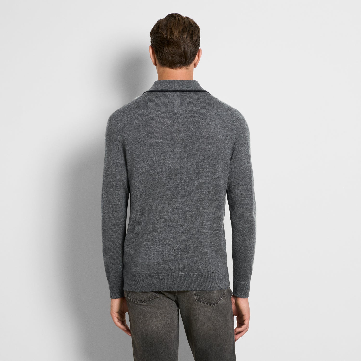 Essential Vertical Stripe Long Sleeve Sweater Polo