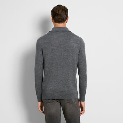 Essential Vertical Stripe Long Sleeve Sweater Polo