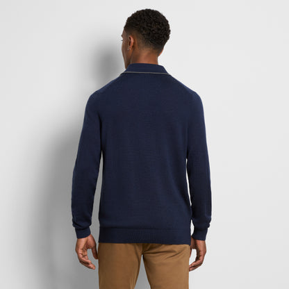 Essential Vertical Stripe Long Sleeve Sweater Polo