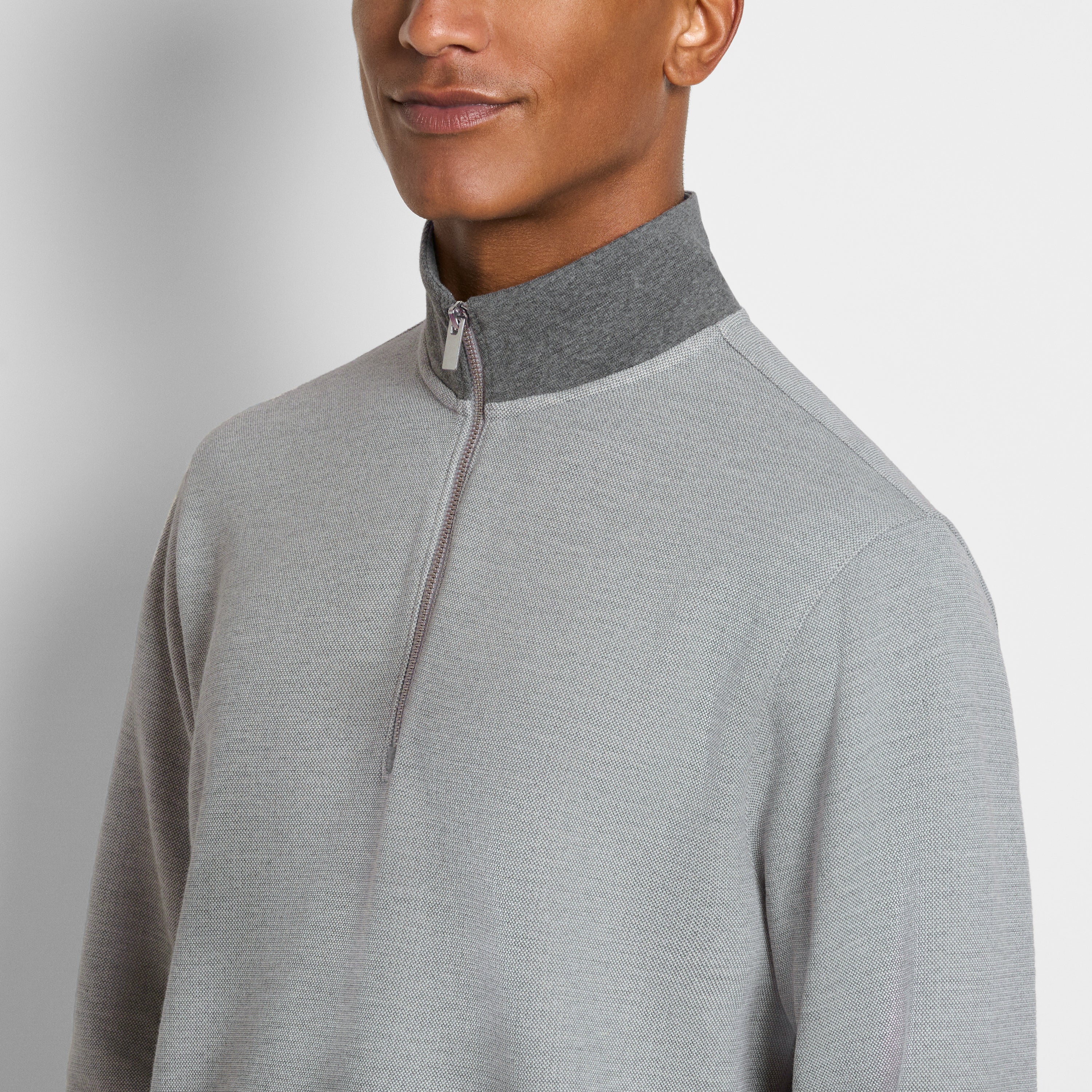 Essential Quarter Zip Pique Long Sleeve Sweater Fleece