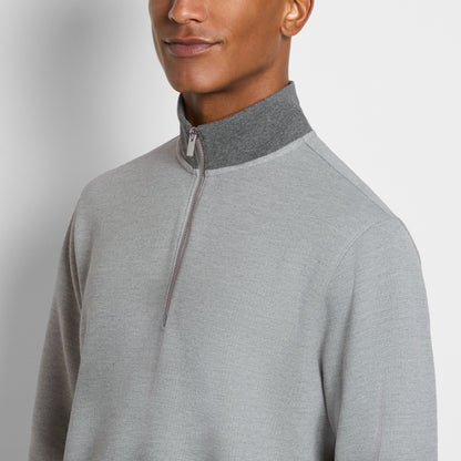 Essential Quarter Zip Pique Long Sleeve Sweater Fleece