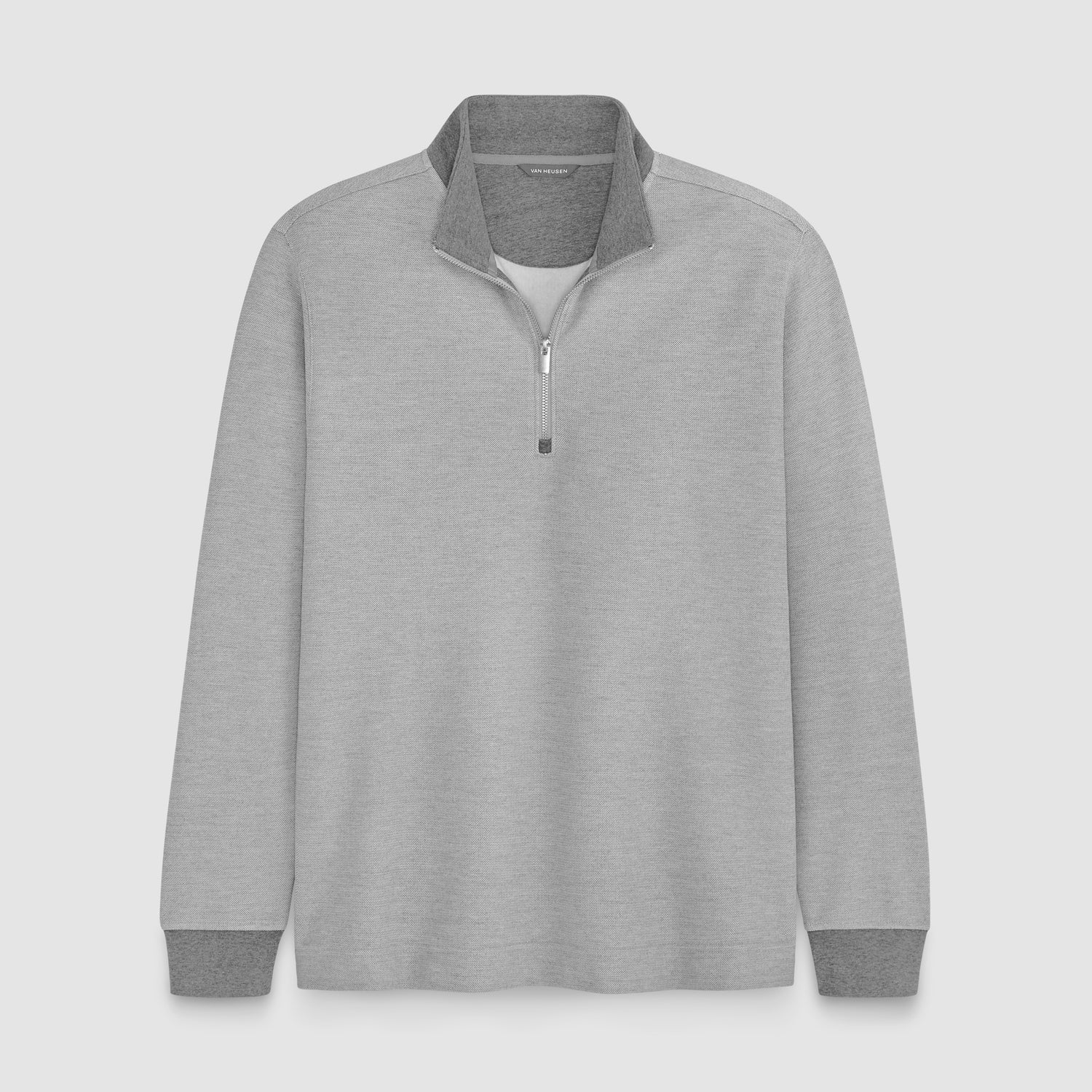 Essential Quarter Zip Pique Long Sleeve Sweater Fleece