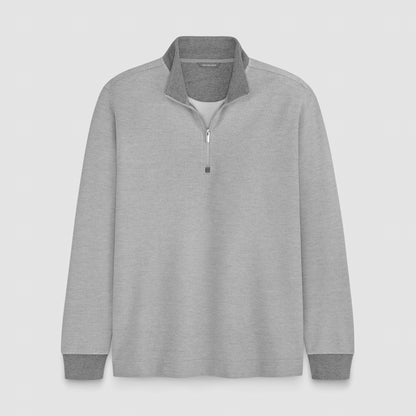 Essential Quarter Zip Pique Long Sleeve Sweater Fleece