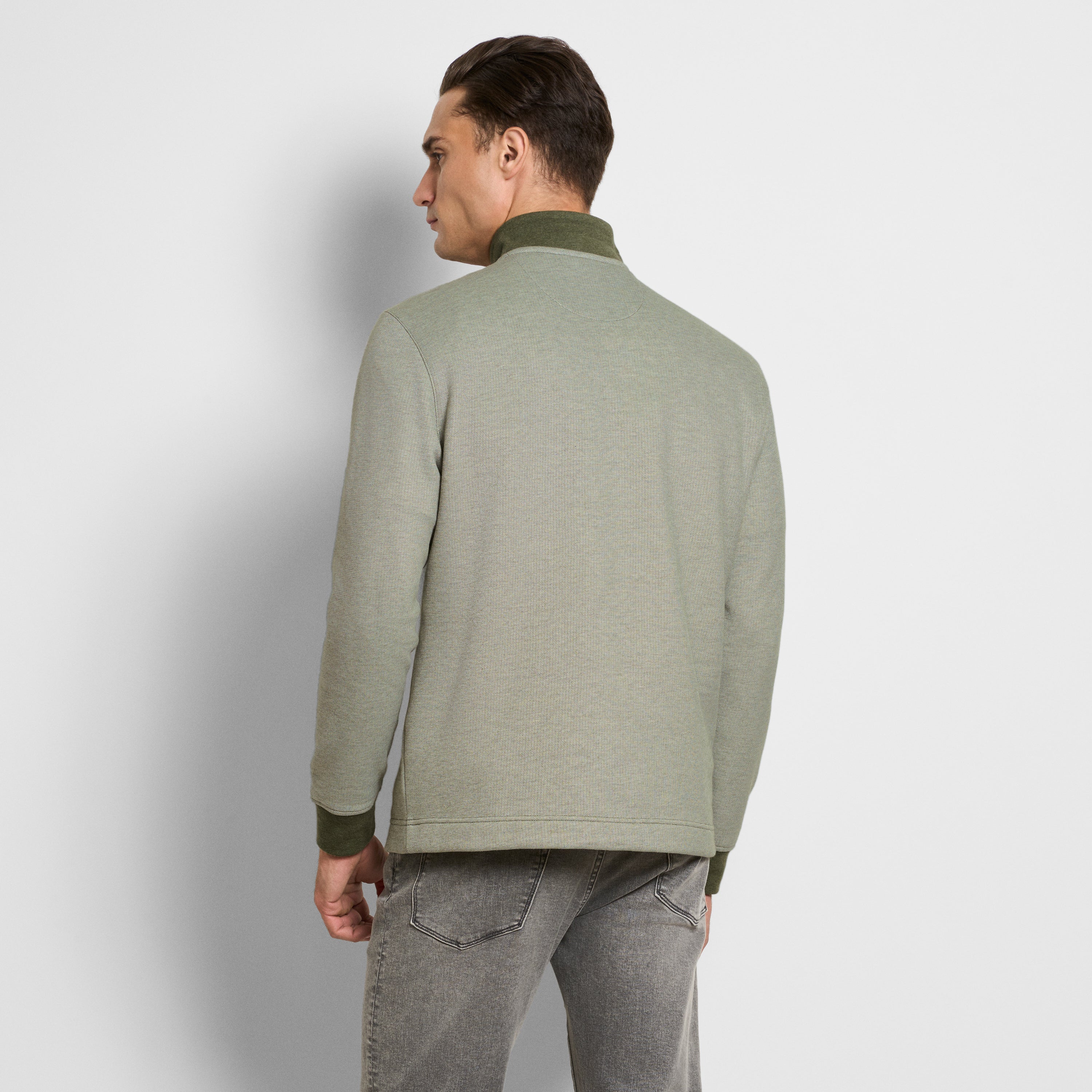 Essential Quarter Zip Pique Long Sleeve Sweater Fleece