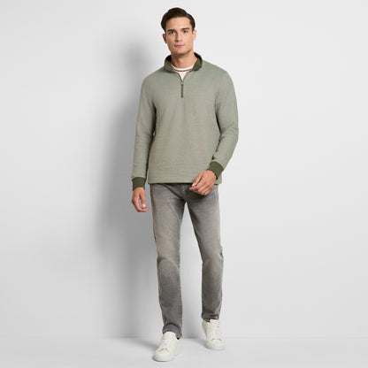 Essential Quarter Zip Pique Long Sleeve Sweater Fleece