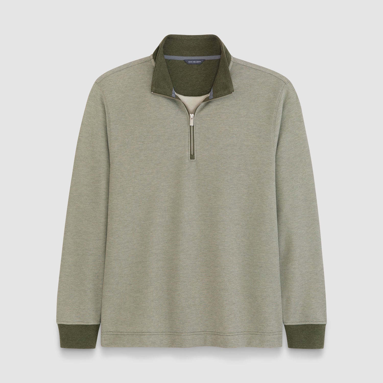 Essential Quarter Zip Pique Long Sleeve Sweater Fleece