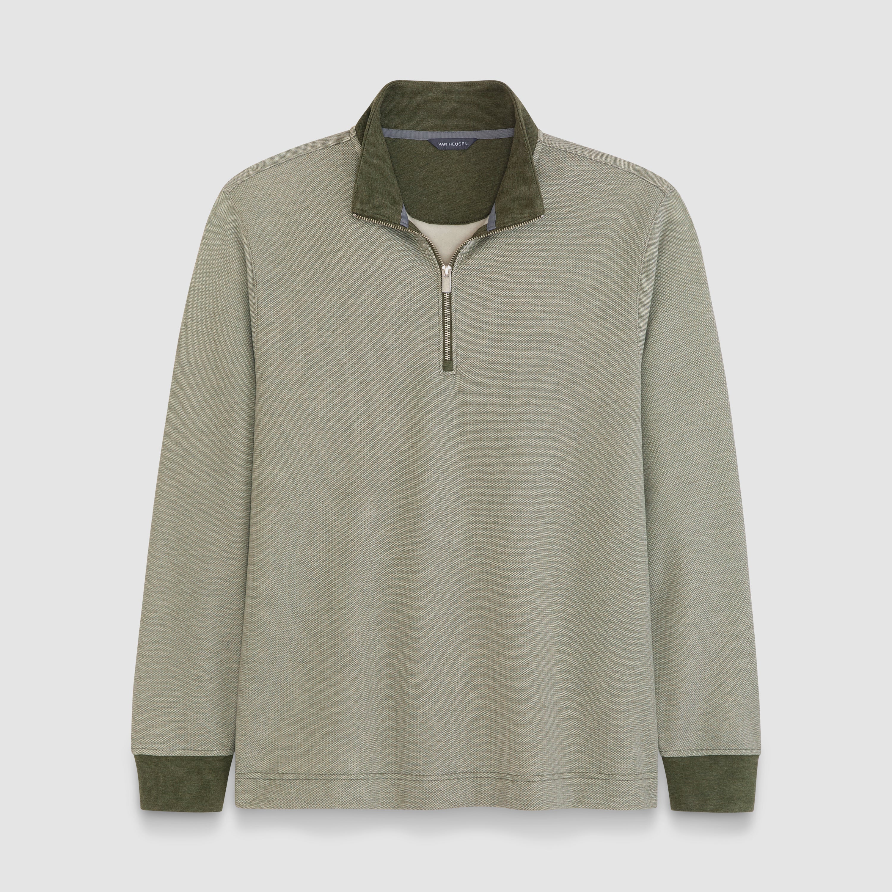 Essential Quarter Zip Pique Long Sleeve Sweater Fleece