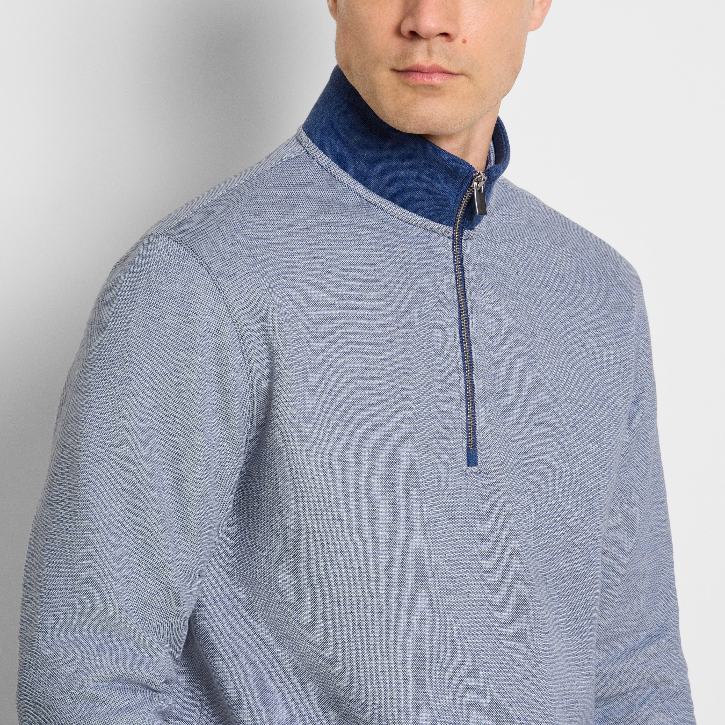 Essential Quarter Zip Pique Long Sleeve Sweater Fleece