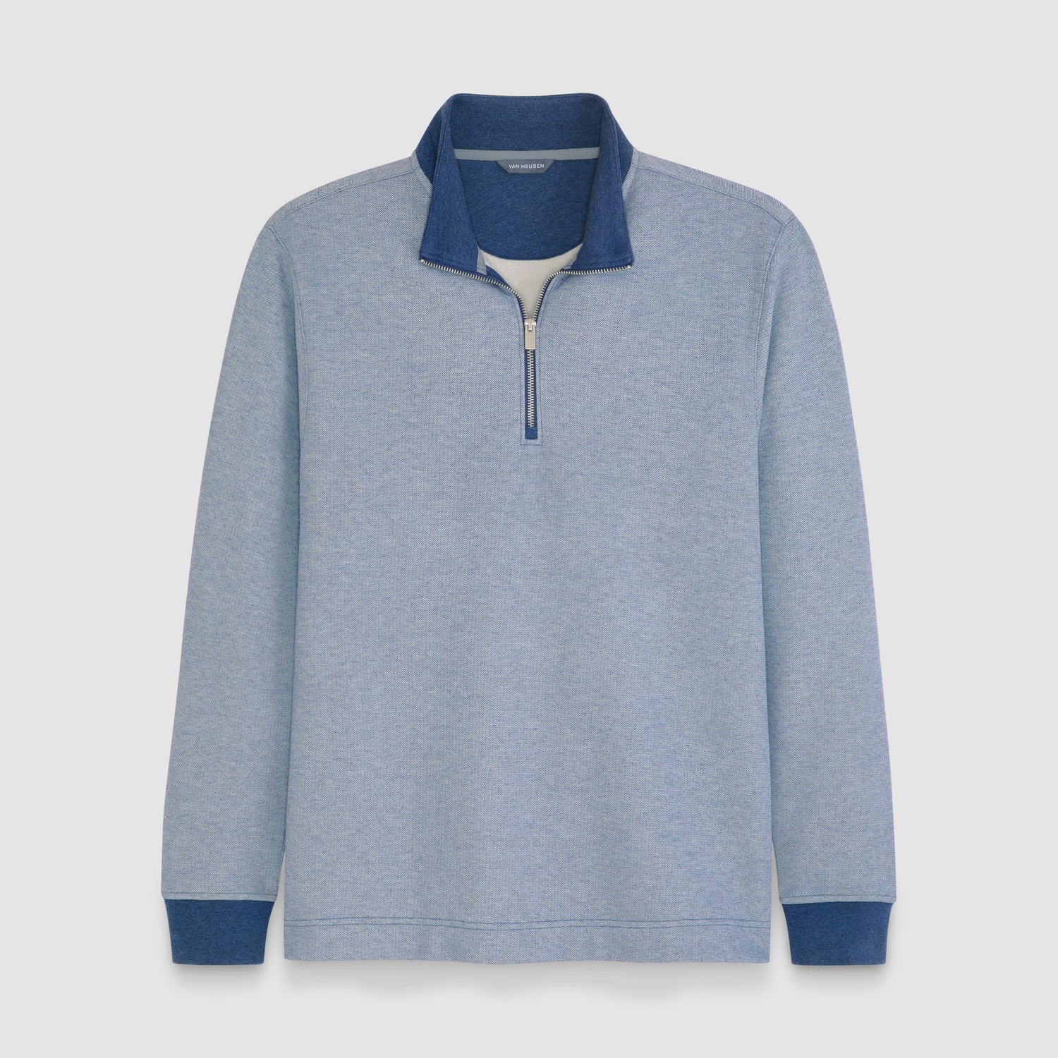 Essential Quarter Zip Pique Long Sleeve Sweater Fleece