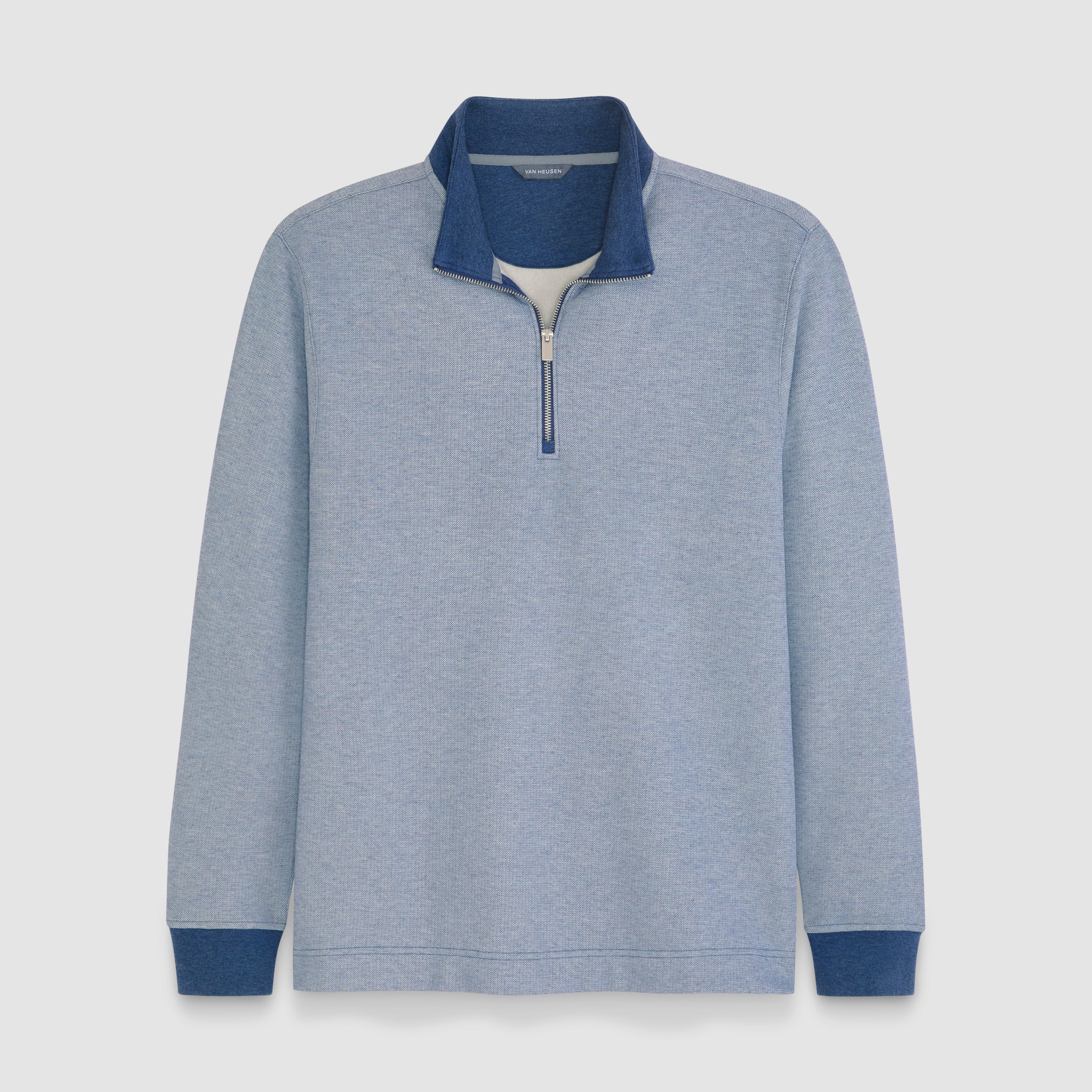 Essential Quarter Zip Pique Long Sleeve Sweater Fleece