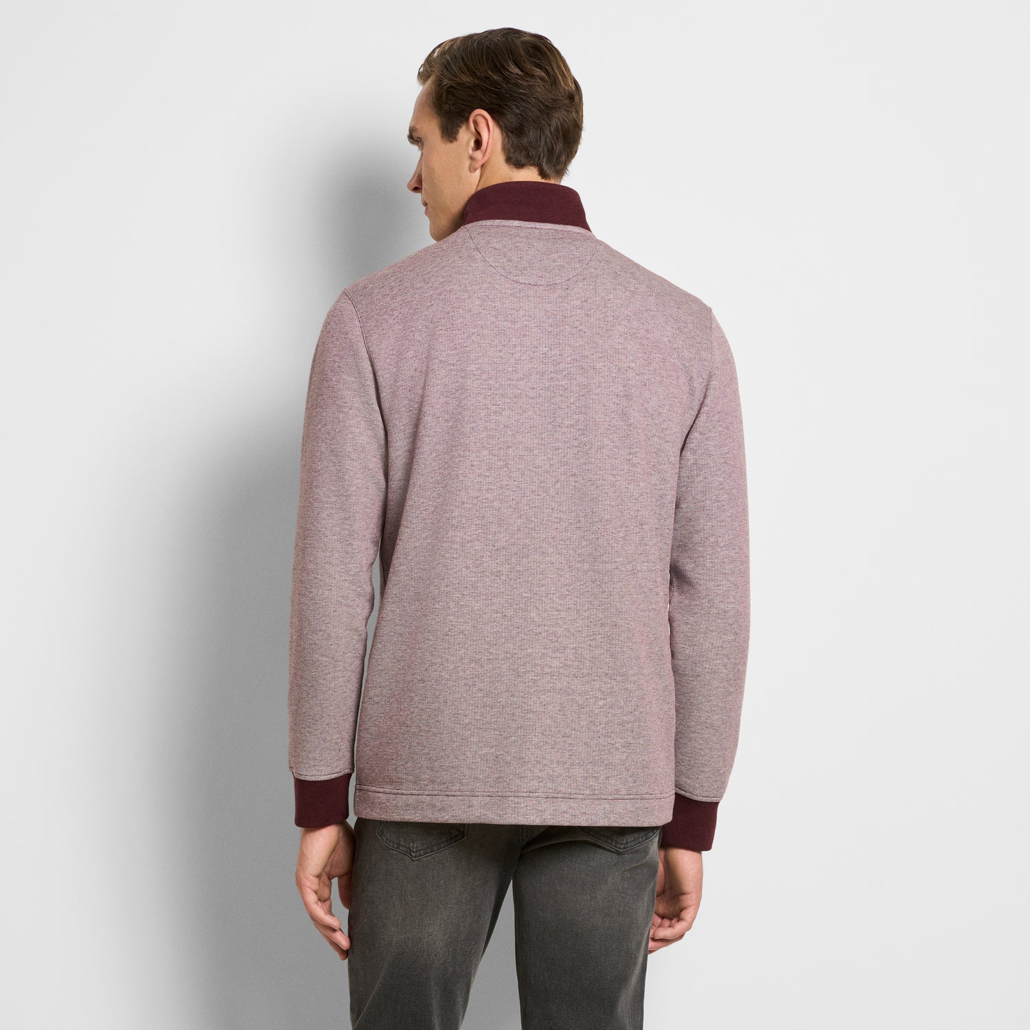 Essential Quarter Zip Pique Long Sleeve Sweater Fleece