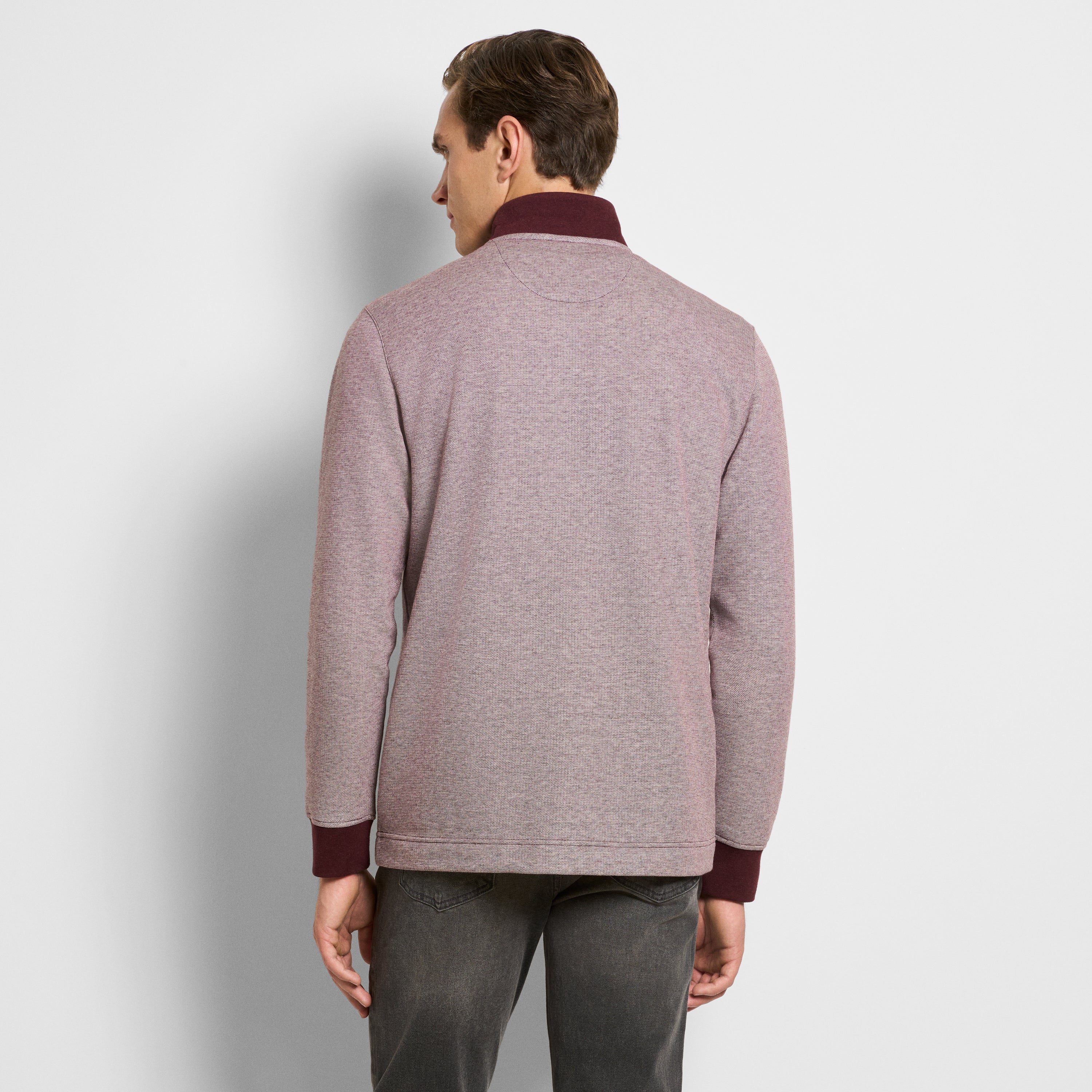 Essential Quarter Zip Pique Long Sleeve Sweater Fleece