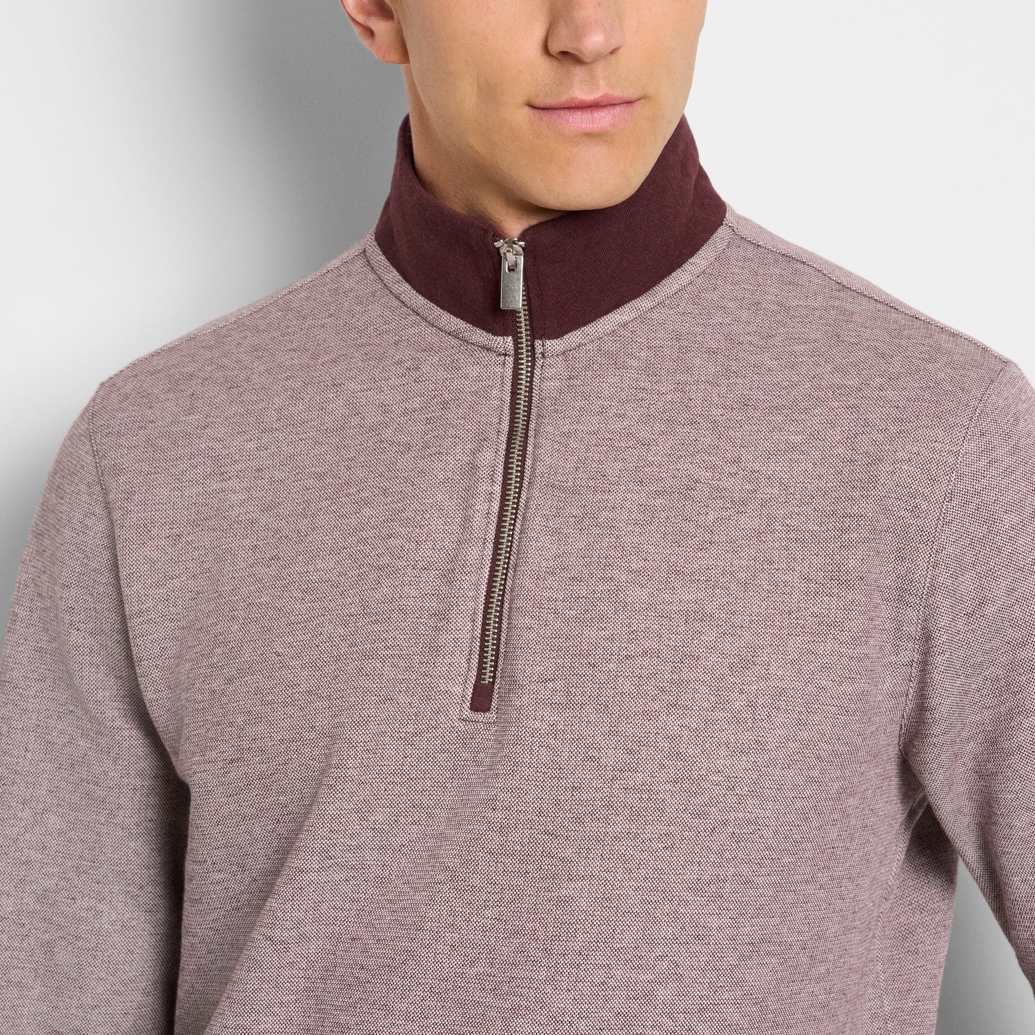 Essential Quarter Zip Pique Long Sleeve Sweater Fleece