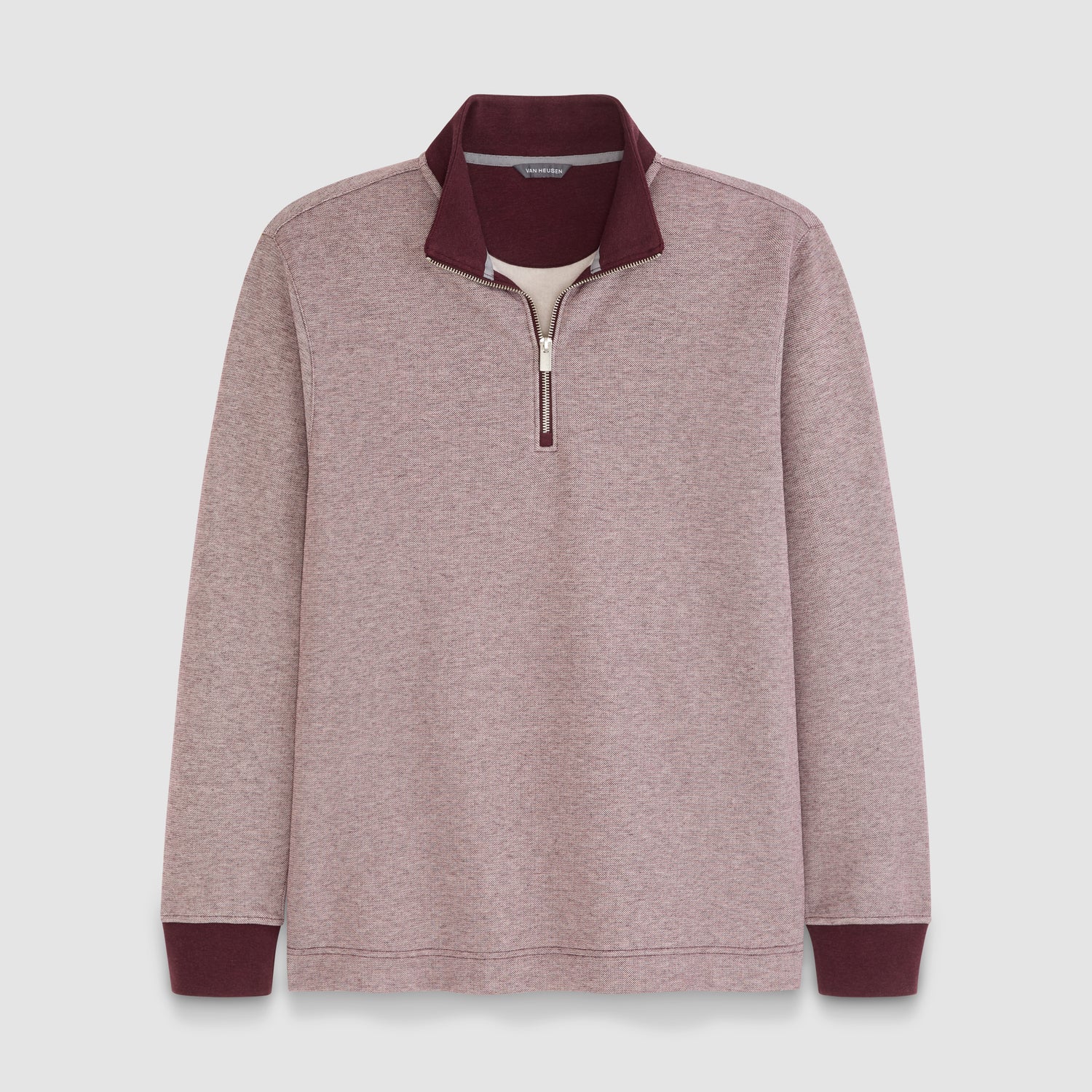Essential Quarter Zip Pique Long Sleeve Sweater Fleece
