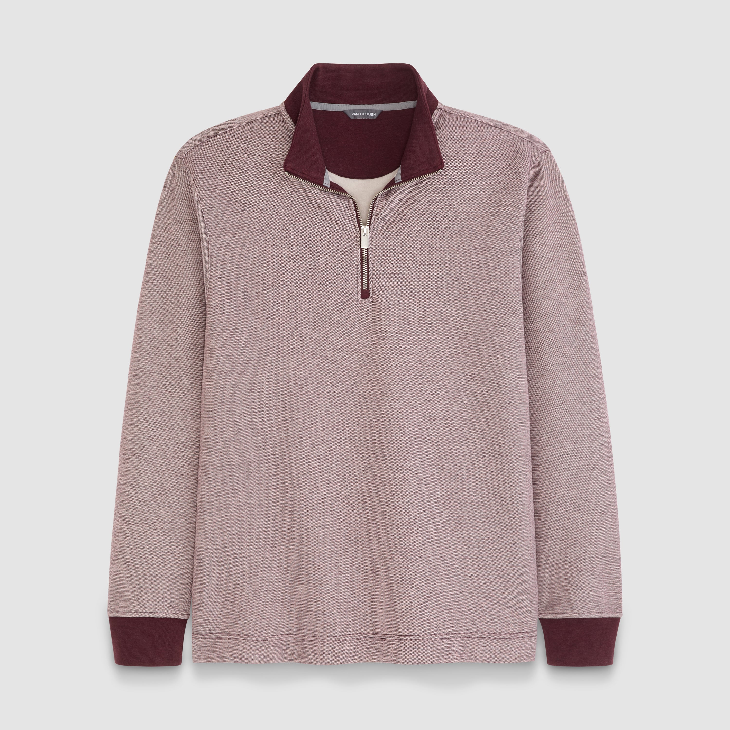 Essential Quarter Zip Pique Long Sleeve Sweater Fleece