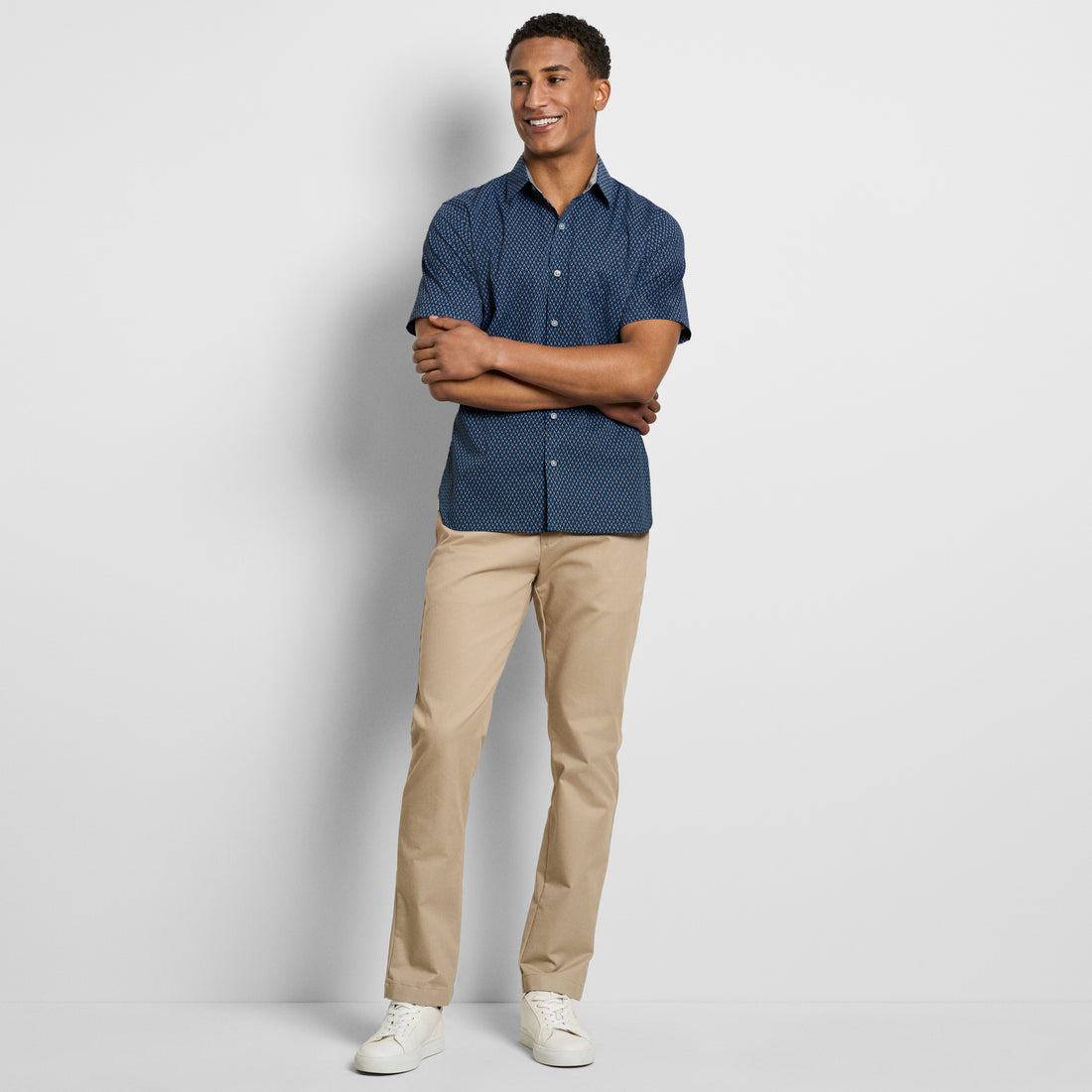 Folsen Short Sleeve Stain Shield Shirt Leaf Print - Slim Fit