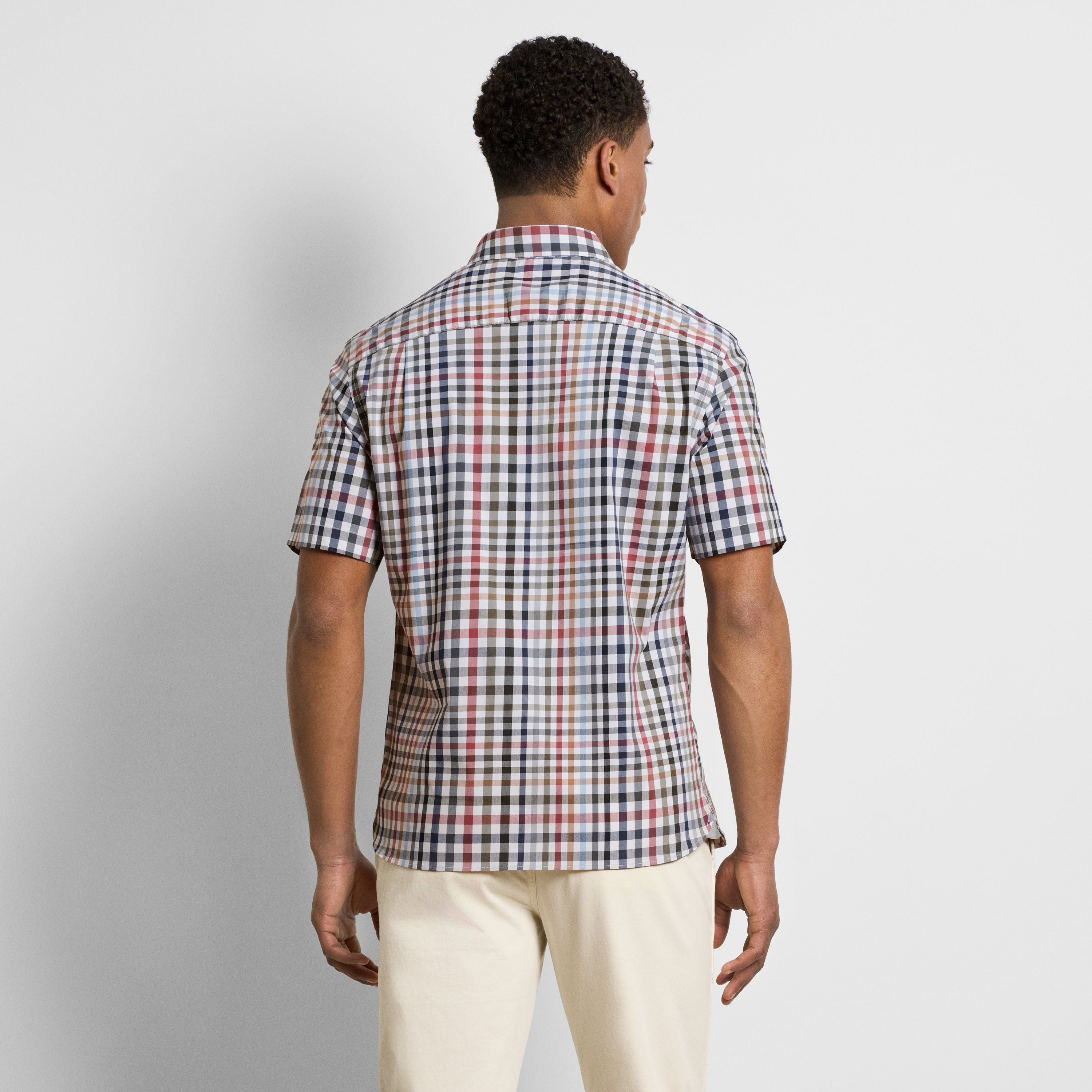 Folsen Short Sleeve Stain Shield Tattersall Print - Slim Fit