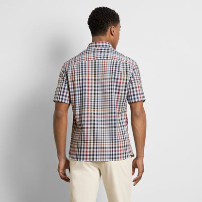 Folsen Short Sleeve Stain Shield Tattersall Print - Slim Fit