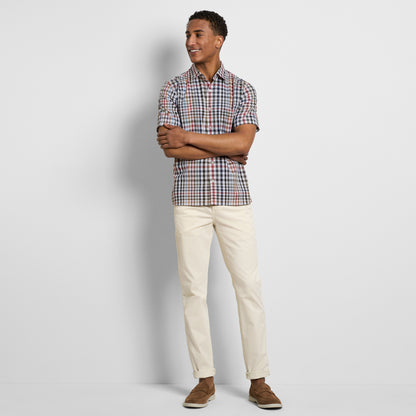 Folsen Short Sleeve Stain Shield Tattersall Print - Slim Fit