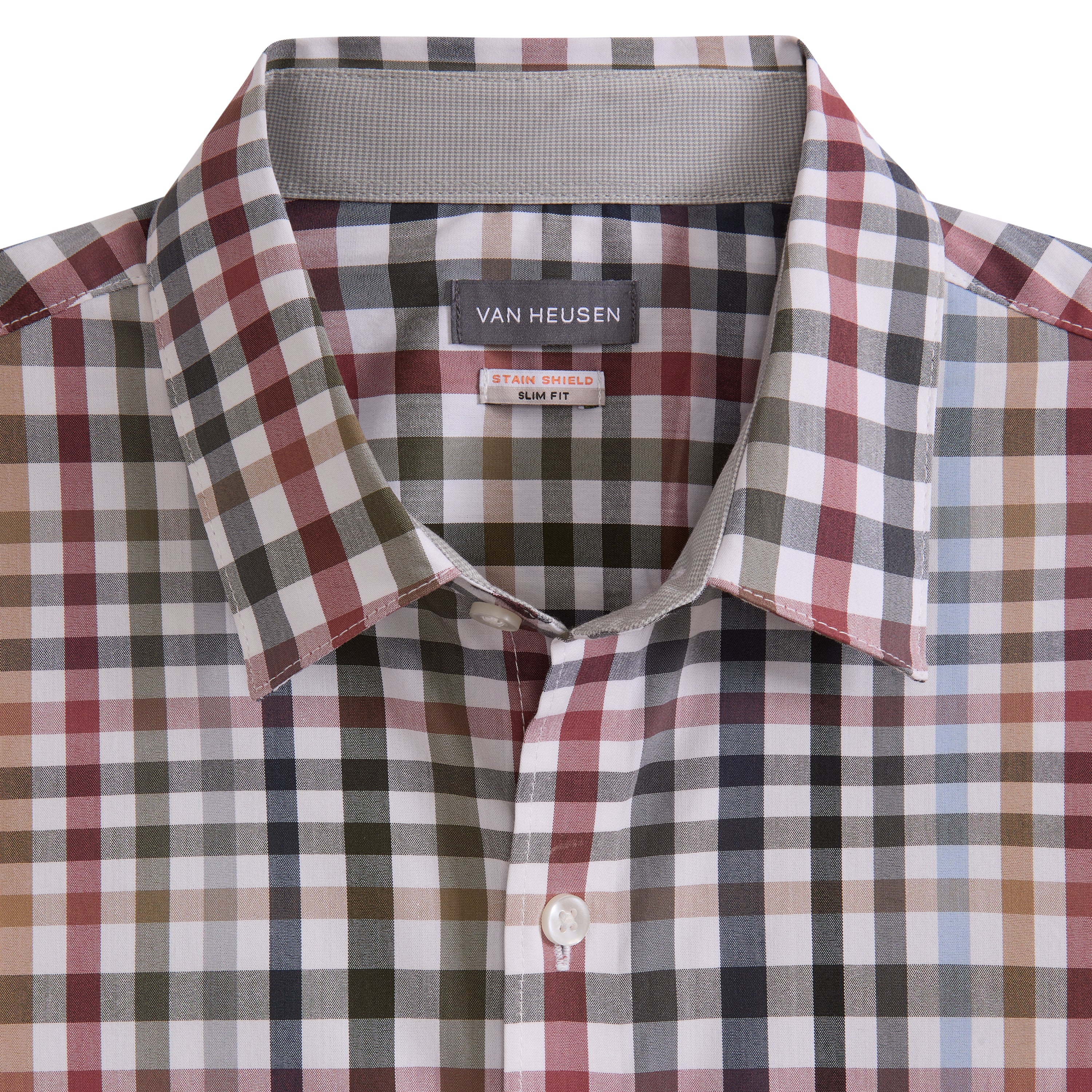 Folsen Short Sleeve Stain Shield Tattersall Print - Slim Fit