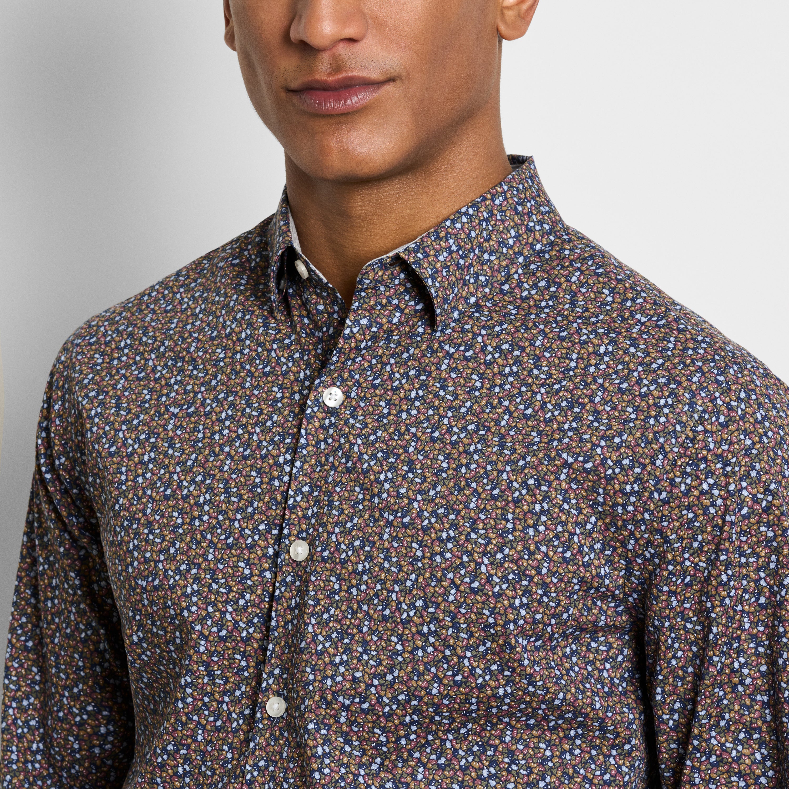 Cronbie Long Sleeve Shirt Stain Shield Shirt Floral Printt - Slim Fit