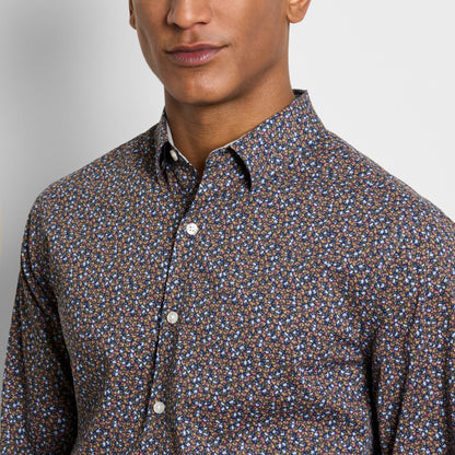 Cronbie Long Sleeve Shirt Stain Shield Shirt Floral Printt - Slim Fit