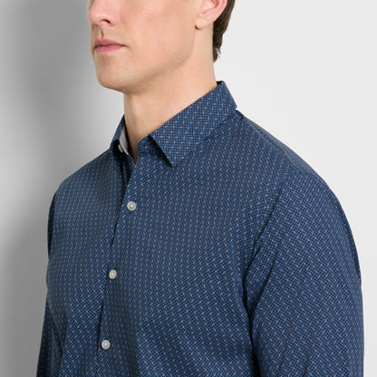 Cronbie Long Sleeve Stain Shield Shirt Herringbone Print
