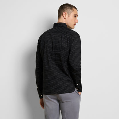 Everyday Defense Stain Shield Dot Print Long Sleeve Shirt - Slim Fit