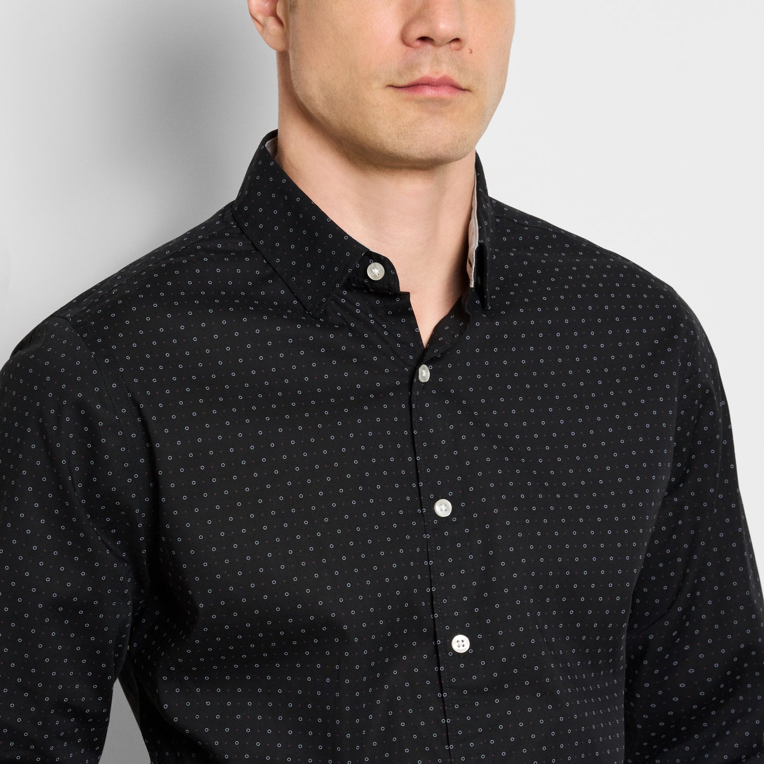 Everyday Defense Stain Shield Dot Print Long Sleeve Shirt - Slim Fit