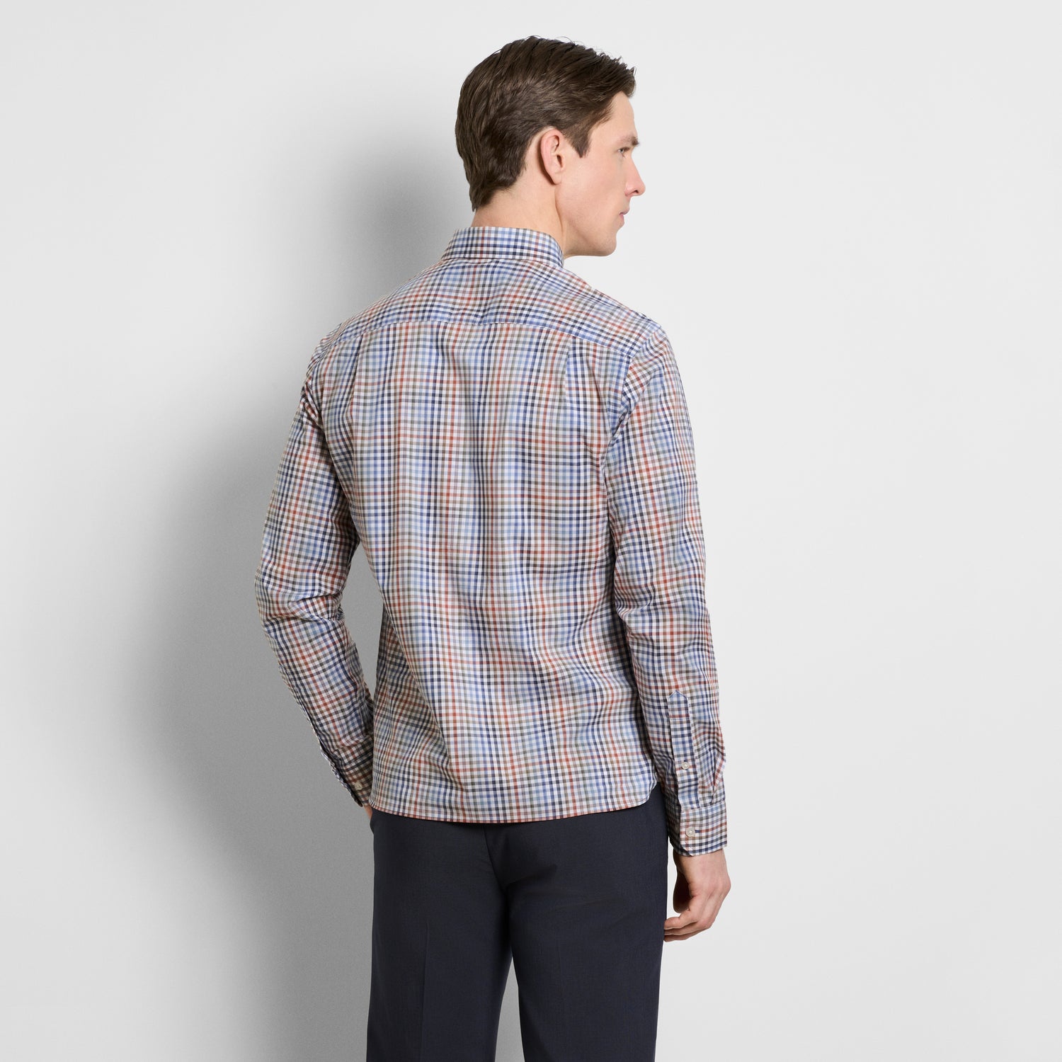 Cronbie Long Sleeve Stain Shield Shirt Tattersall Print - Slim Fit