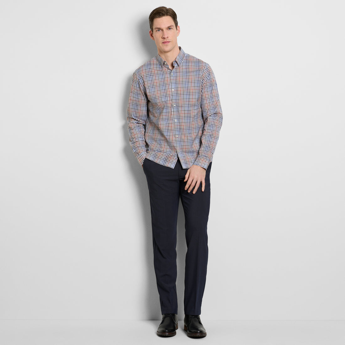 Cronbie Long Sleeve Stain Shield Shirt Tattersall Print - Slim Fit