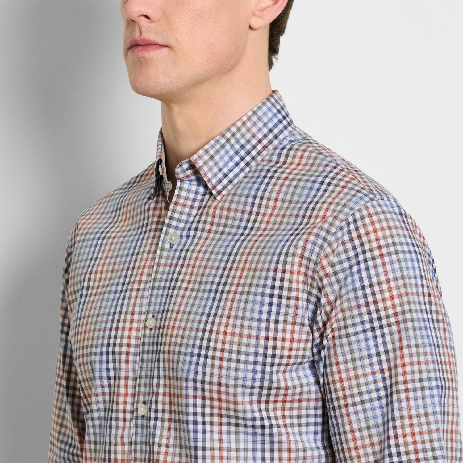 Cronbie Long Sleeve Stain Shield Shirt Tattersall Print - Slim Fit