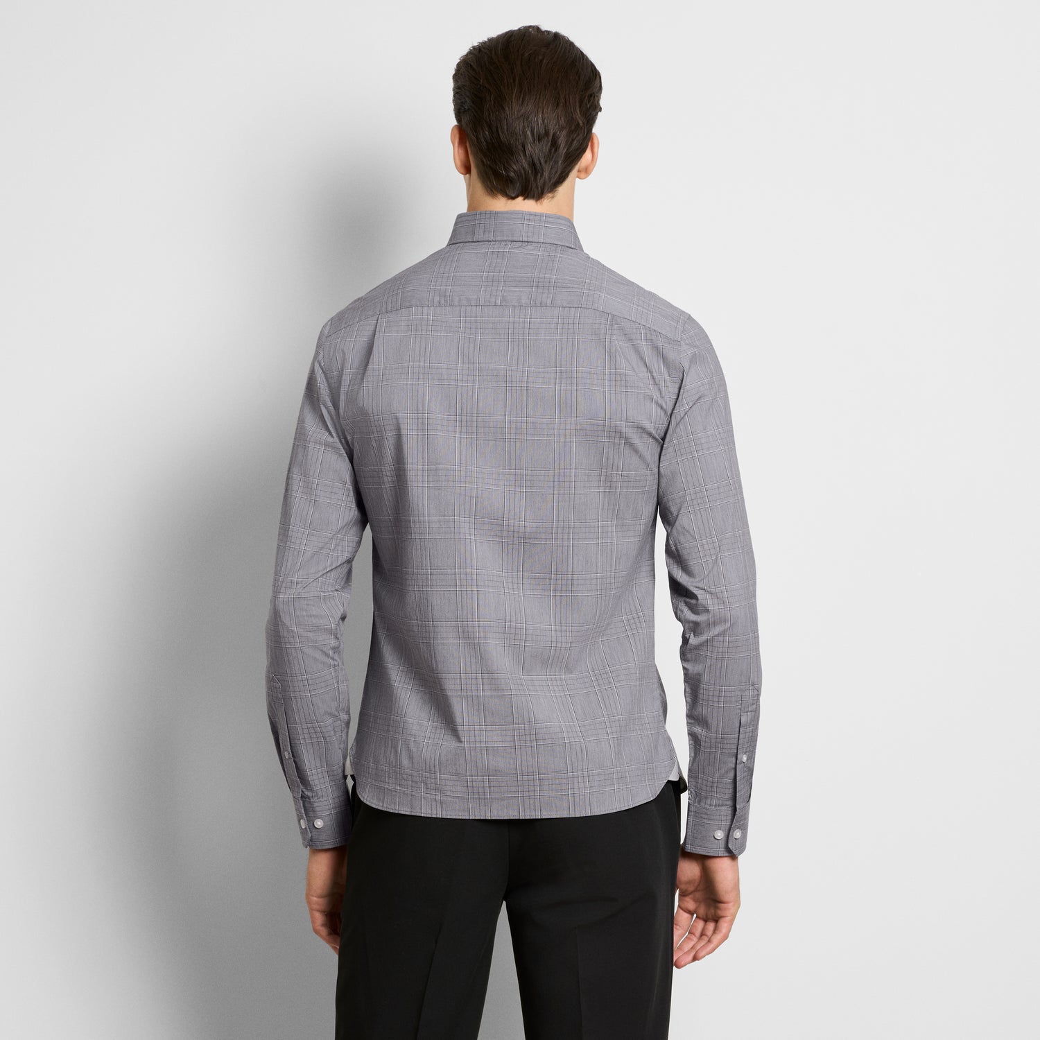Cronbie Everyday Defense Stain Shield End on End Plaid Long Sleeve Shirt - Slim Fit