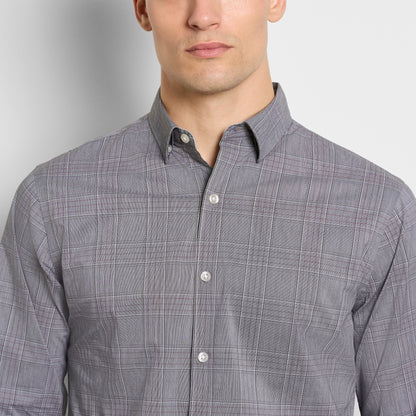 Cronbie Everyday Defense Stain Shield End on End Plaid Long Sleeve Shirt - Slim Fit