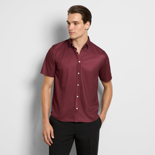 red short sleeve dress shirt Slim Fit Performance Knit Mini Dot Print Button Up Large / Mahogany Description Like an employee Lady Black Tie - color:Neutral Color:Nightshade Floral Falls