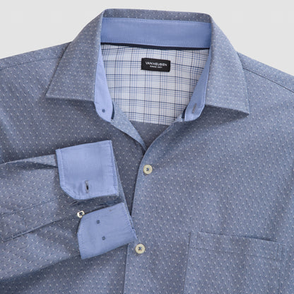 Originals Dobby Texture Print Long Sleeve Shirt - Slim Fit