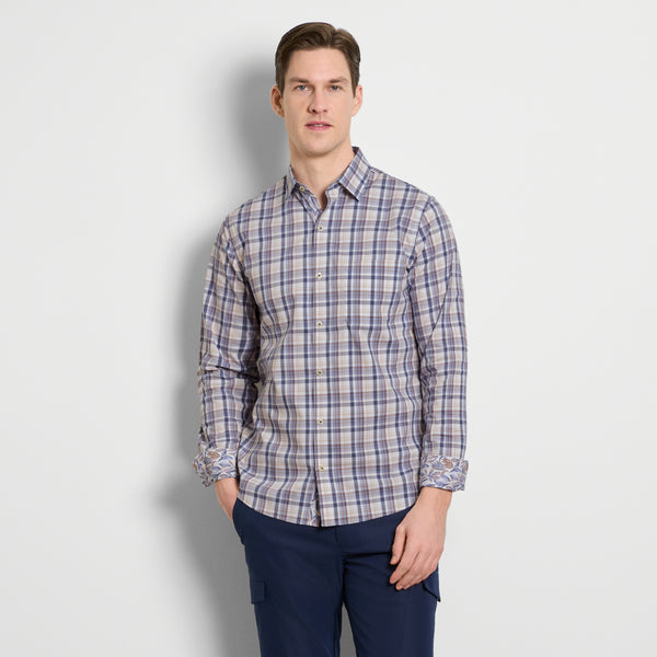 Chemise à Carreaux Bleue Pour Garçon, Coupe Extra-slim, Manches Longues, Taille XS (13-13 1/2) - Express