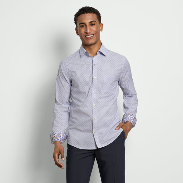 van heusen men's long sleeve oxford dress shirt Originals Long Sleeve Shirt Stripe Dot Print