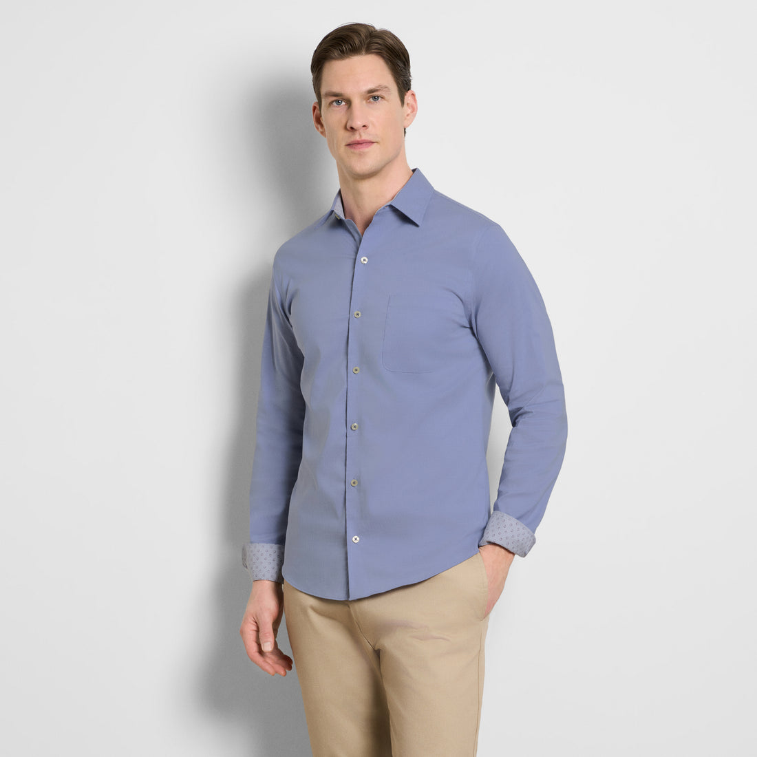 Originals Long Sleeve Shirt Dobby Dot Print - Slim Fit
