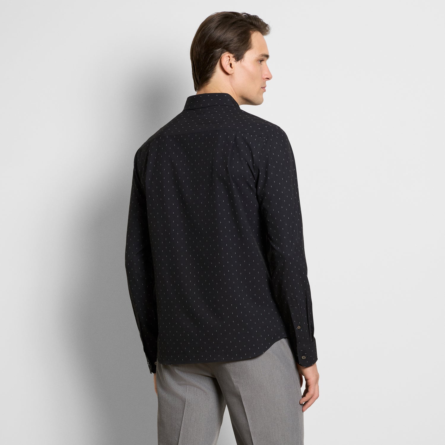 Performance All-Way Stretch Dot Print Long Sleeve Shirt - Slim Fit