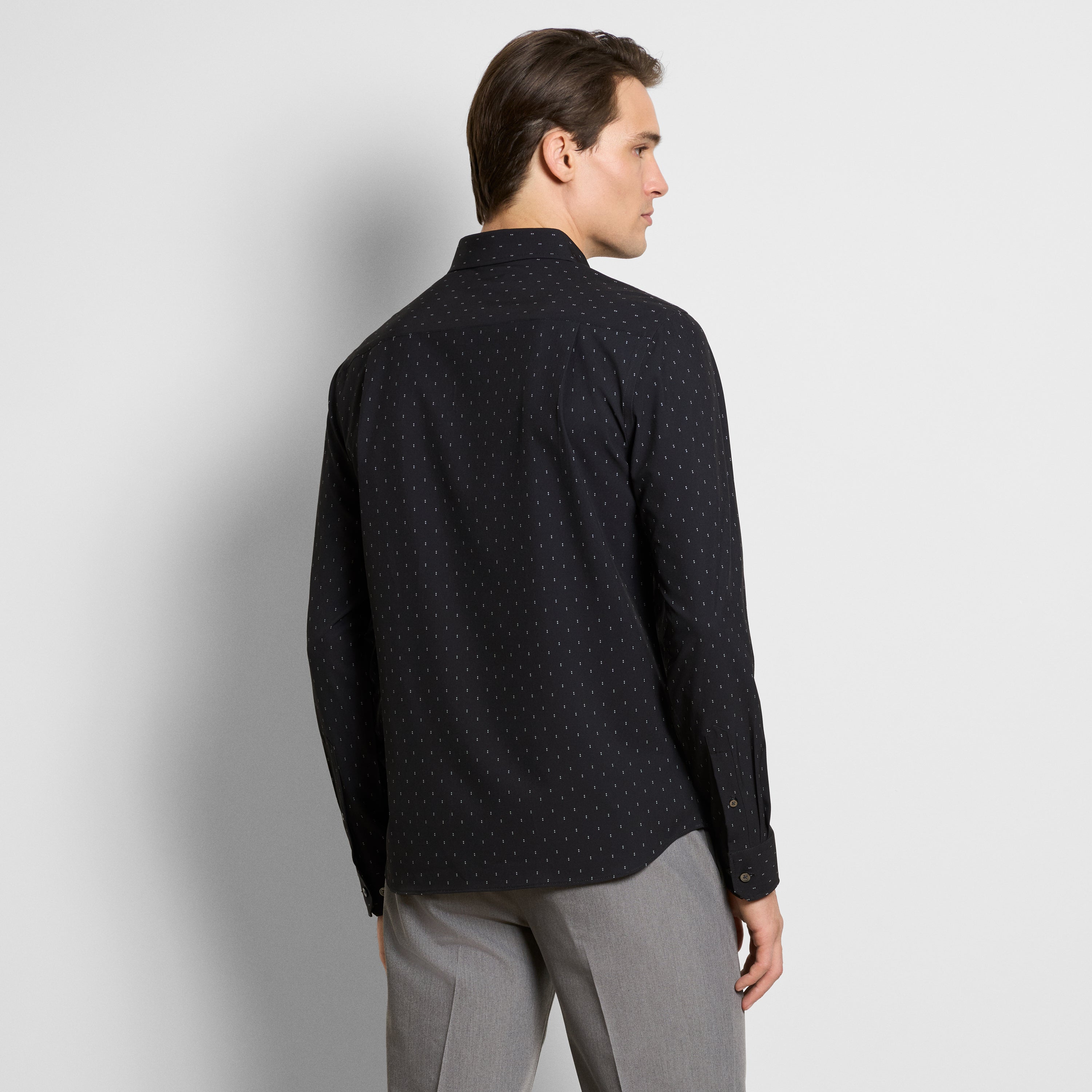 Performance All-Way Stretch Dot Print Long Sleeve Shirt - Slim Fit