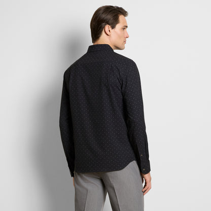Performance All-Way Stretch Dot Print Long Sleeve Shirt - Slim Fit
