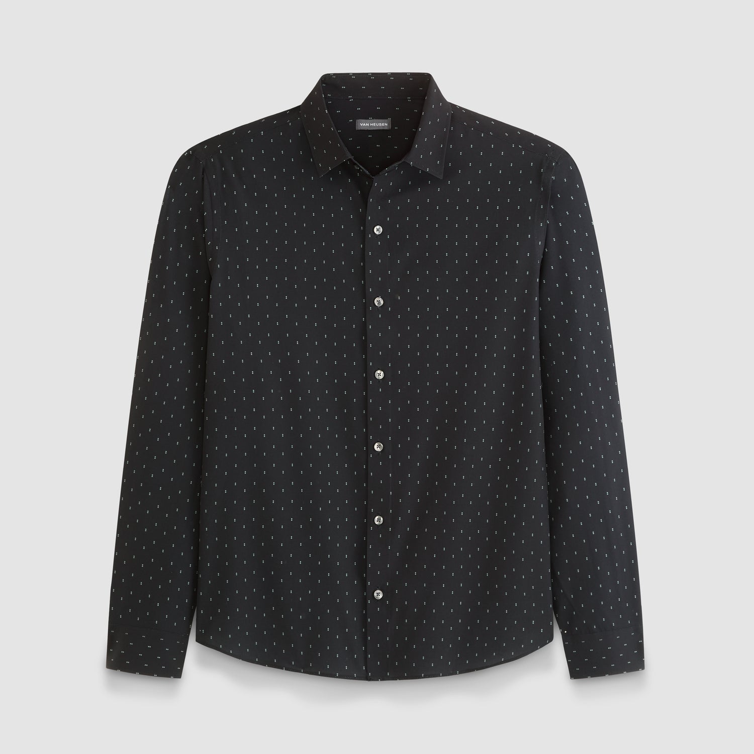 Performance All-Way Stretch Dot Print Long Sleeve Shirt - Slim Fit