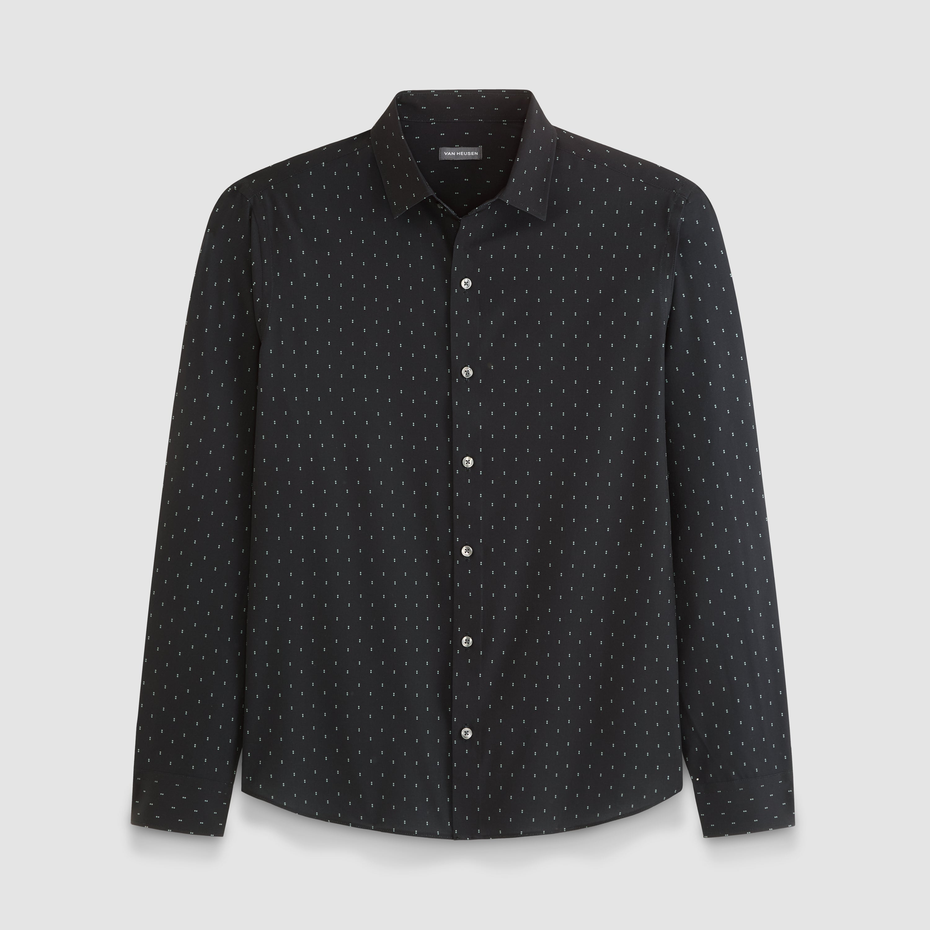 Performance All-Way Stretch Dot Print Long Sleeve Shirt - Slim Fit