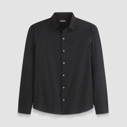 Performance All-Way Stretch Dot Print Long Sleeve Shirt - Slim Fit