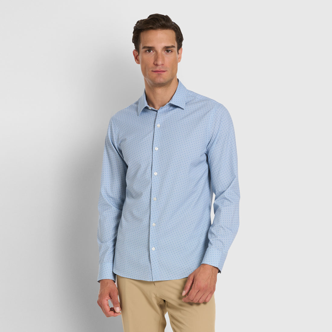 Performance All-Way Stretch Tile Print Long Sleeve Shirt - Slim Fit