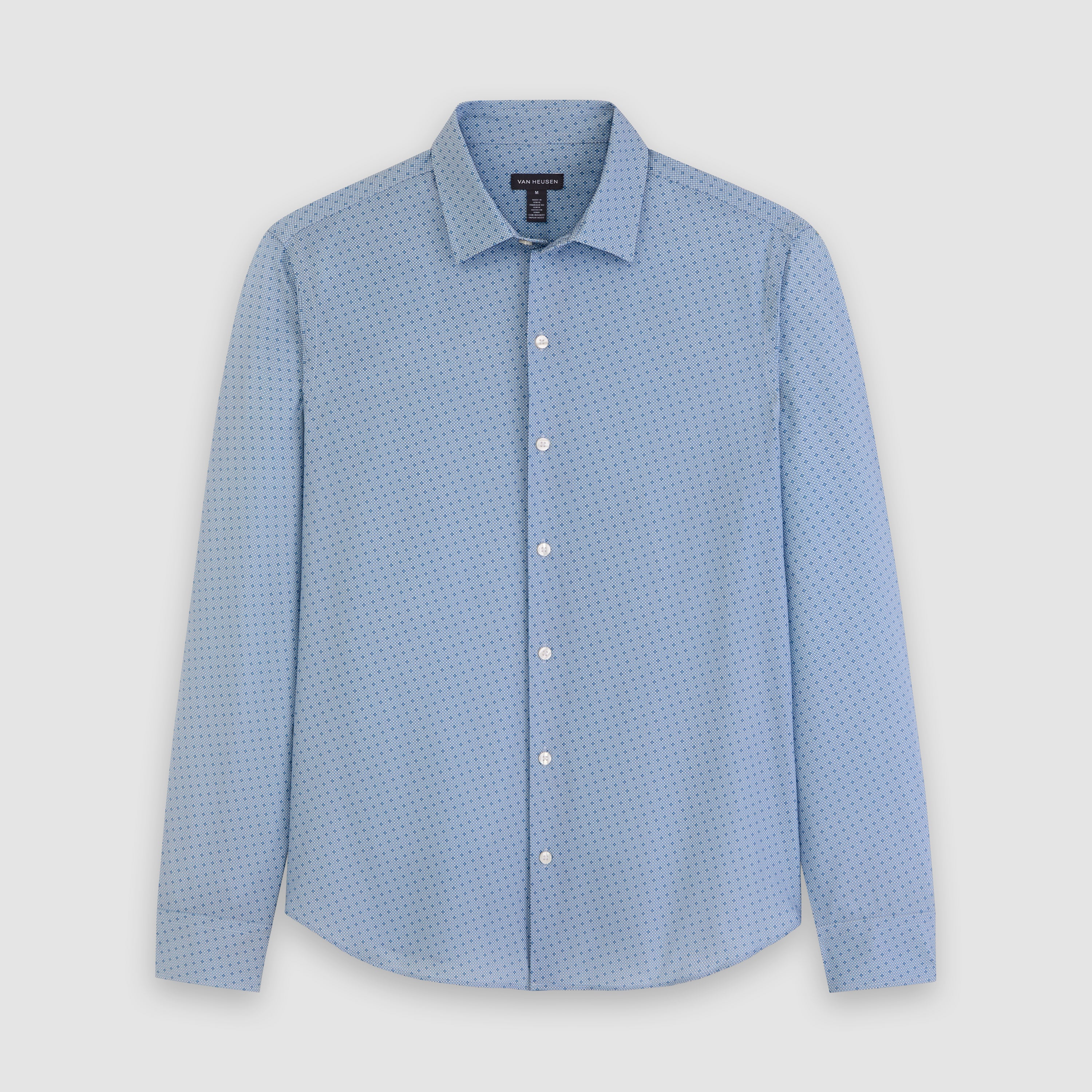 Performance All-Way Stretch Tile Print Long Sleeve Shirt - Slim Fit