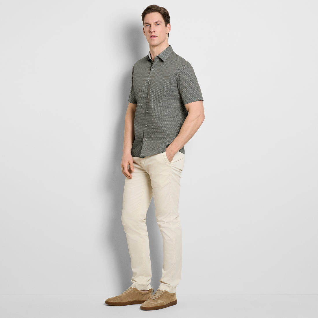 Folsen Short Sleeve Stain Shield Shirt Little Geo Print - Slim Fit