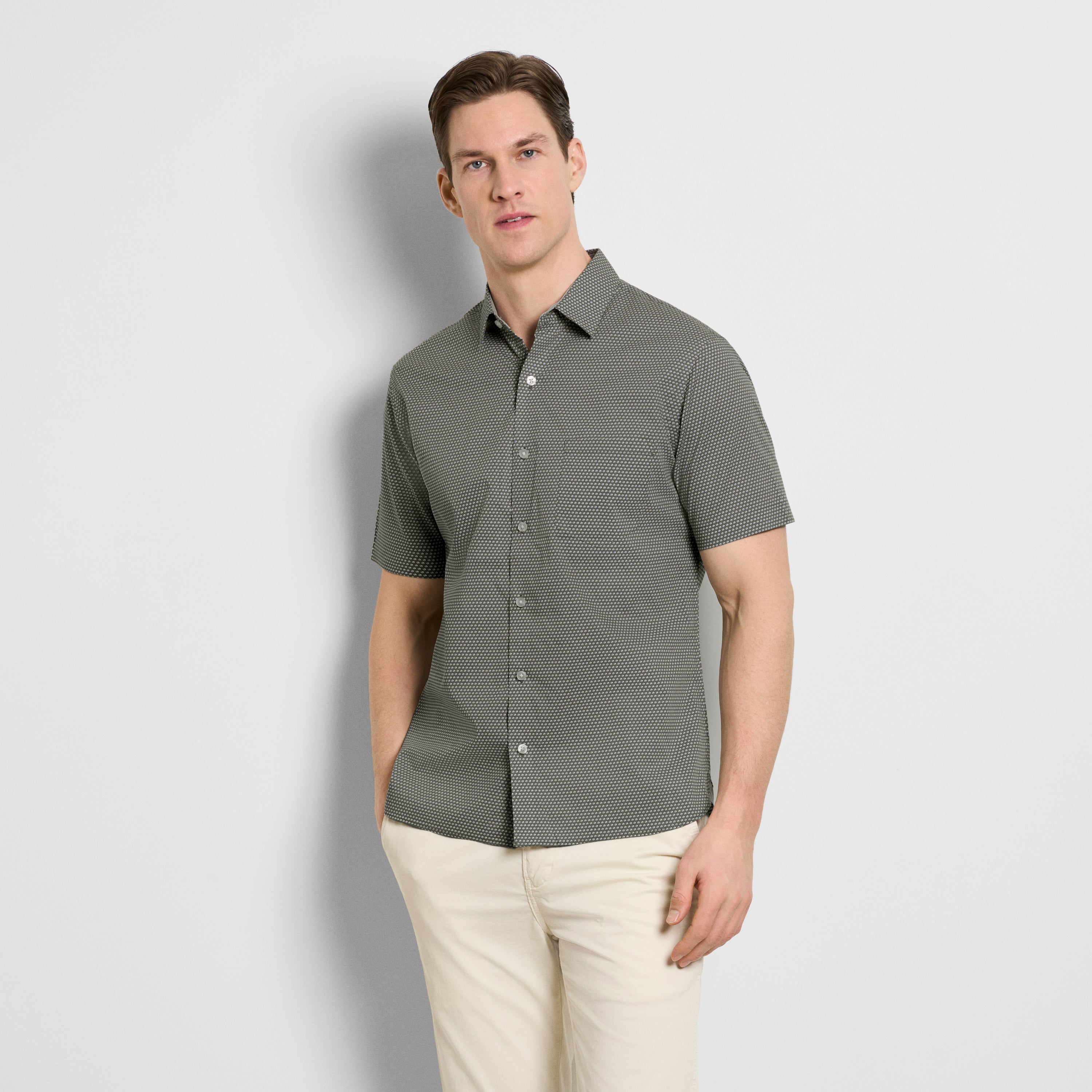 Folsen Short Sleeve Stain Shield Shirt Little Geo Print - Slim Fit